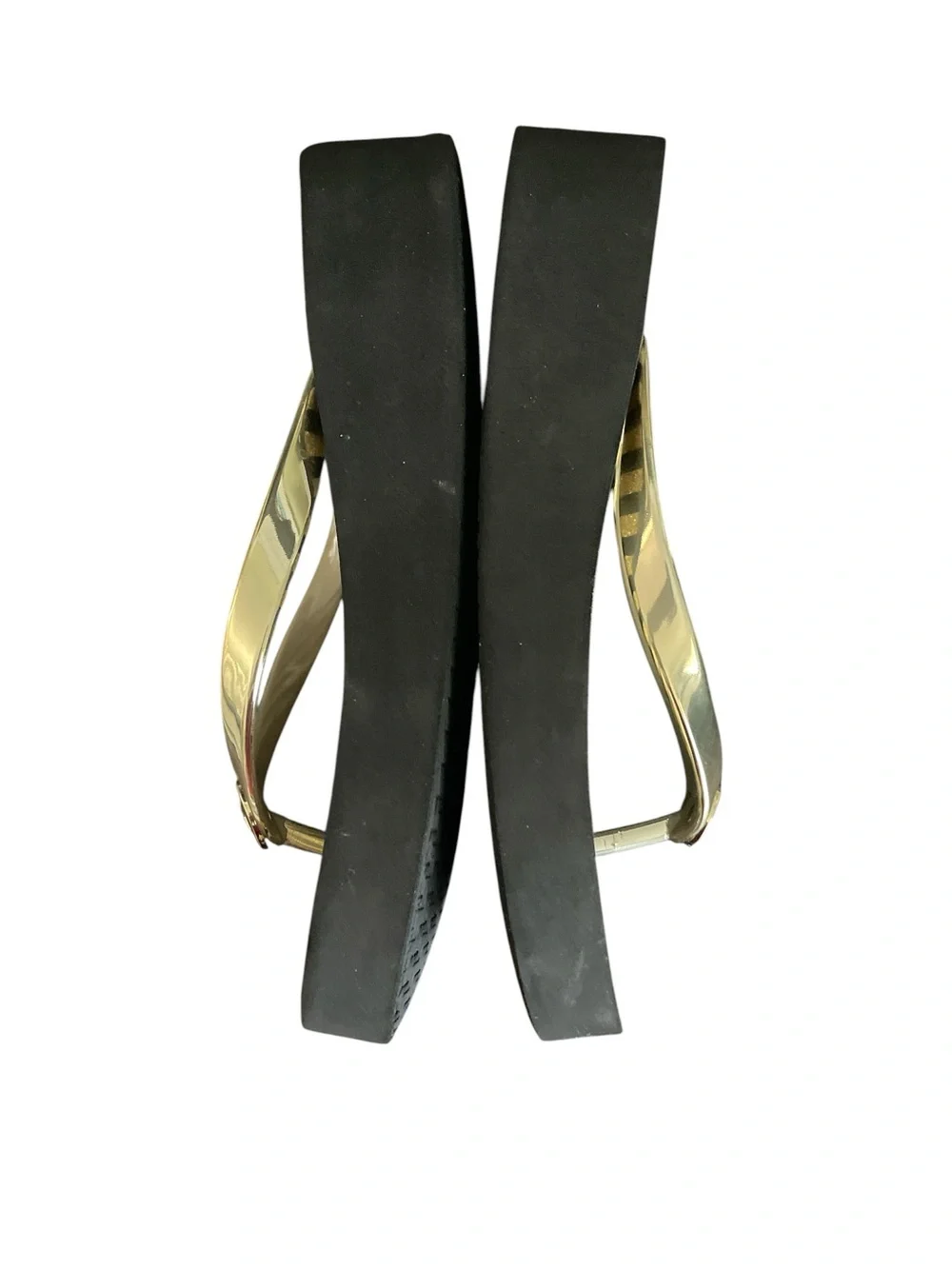 Michael Kors Women's Gold & Black Striped Wedge Flip Flops Size 8